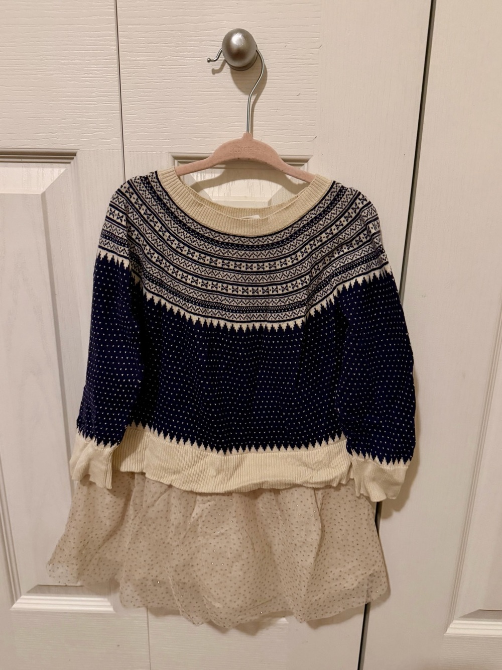 GAP Navy and Cream Fair Isle Sweater Dress for Kids